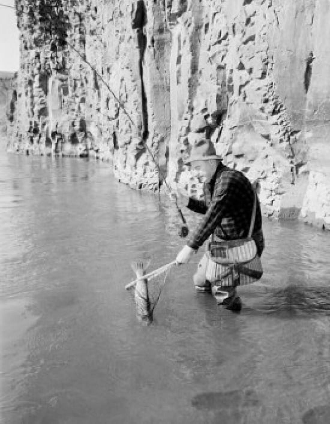 Senior man fly-fishing Canvas Art - (18 x 24)