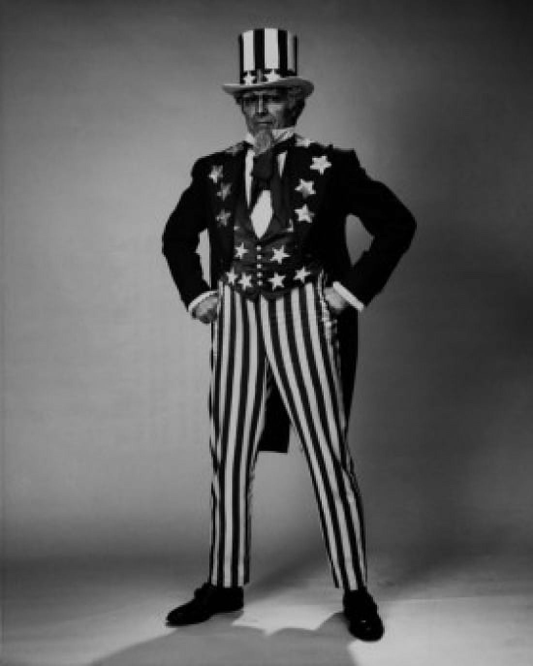 Senior man in an Uncle Sam costume standing with arms akimbo Canvas Art - (18 x 24)