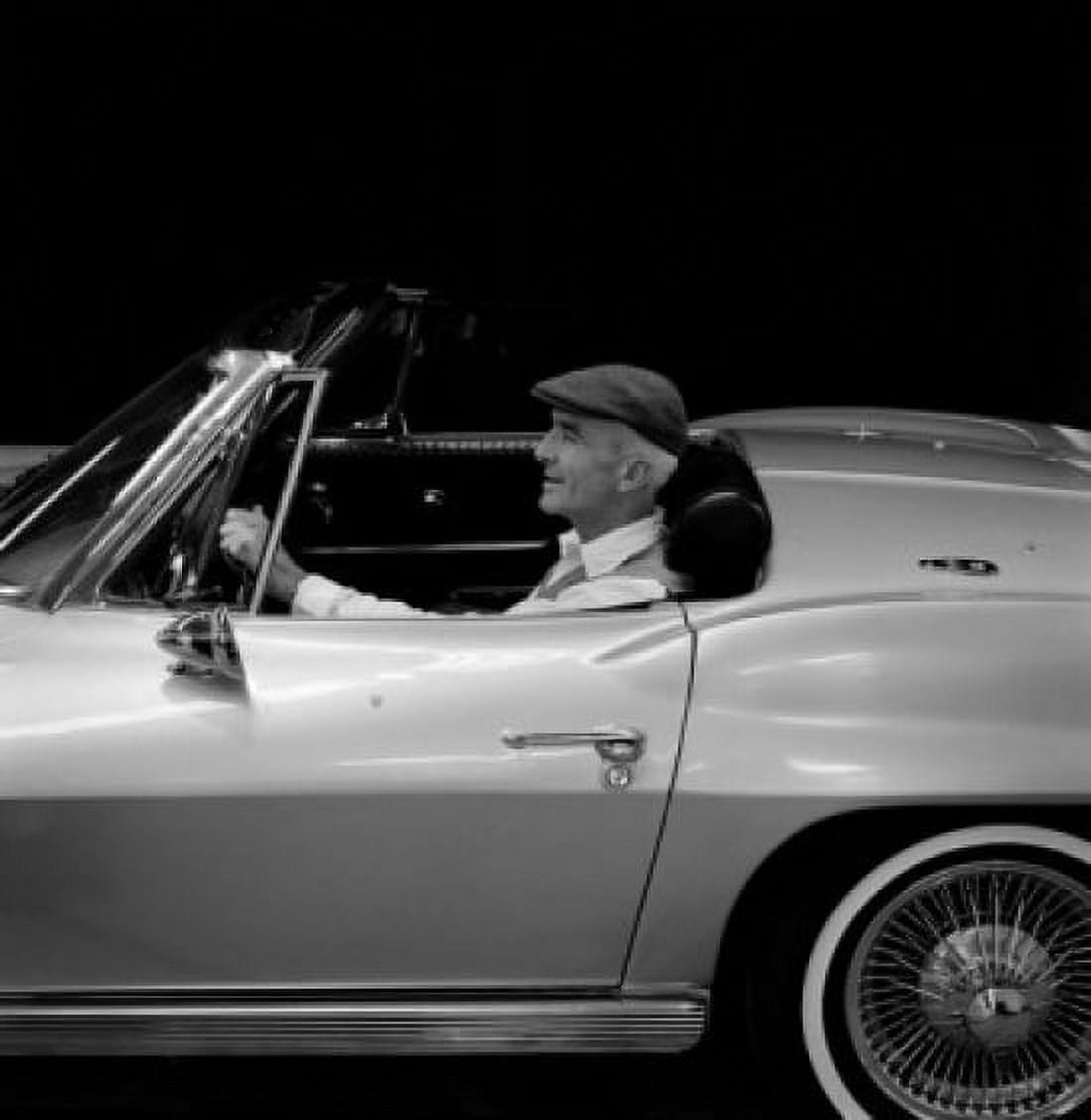 Senior man in convertible Canvas Art -  (18 x 24)