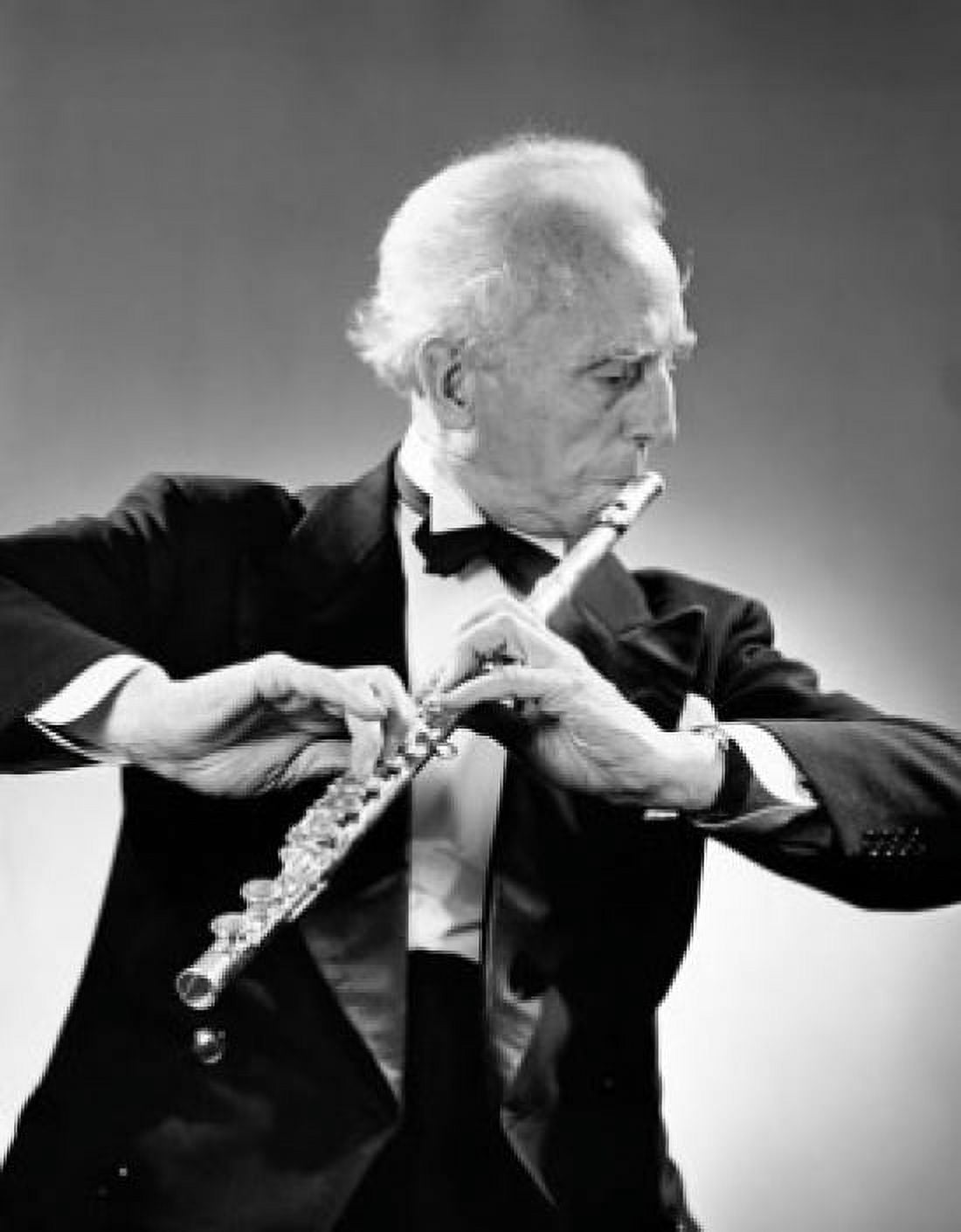 Senior man playing a flute Canvas Art - (24 x 36)