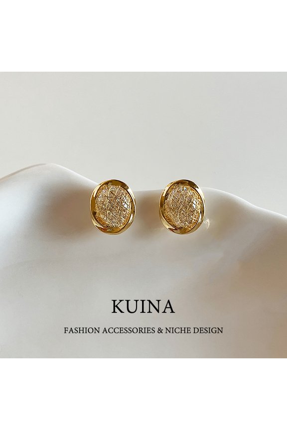 Senior sense of gold temperament earrings female light luxury atmosphere earrings new explosive models niche unique giant good-looking earrings