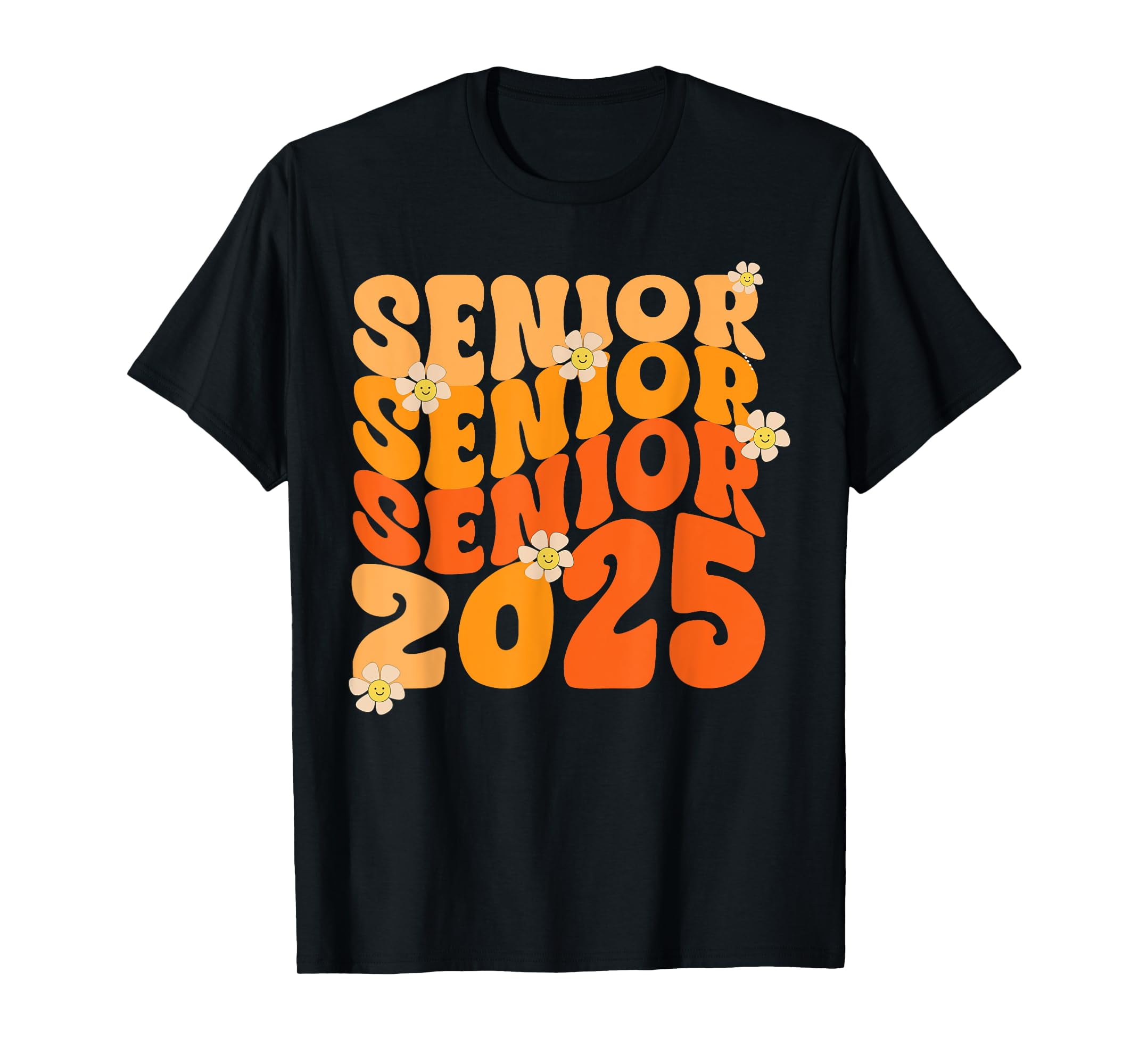 Seniors 2025 Graduation Class of 2025 Groovy Girls Orange TShirt