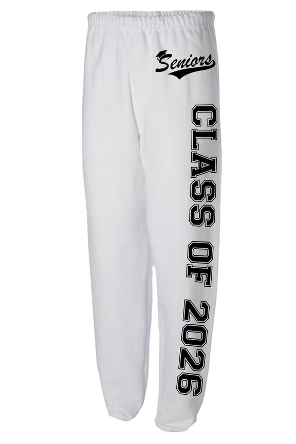 Seniors Class of 2026 Sweatpants Graduation Gifts Logo -Sweatpant-0153-L-White
