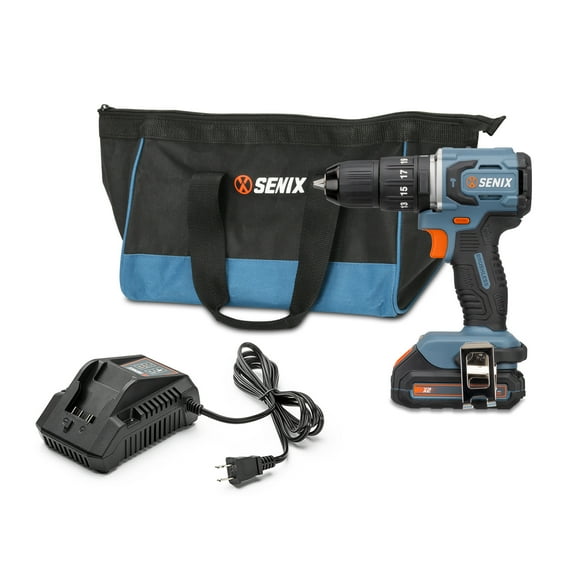 Senix PDHX2-M2 20V Max Brushless Drill Driver, 2.0Ah, 45 ft-lbs, 2200 RPM