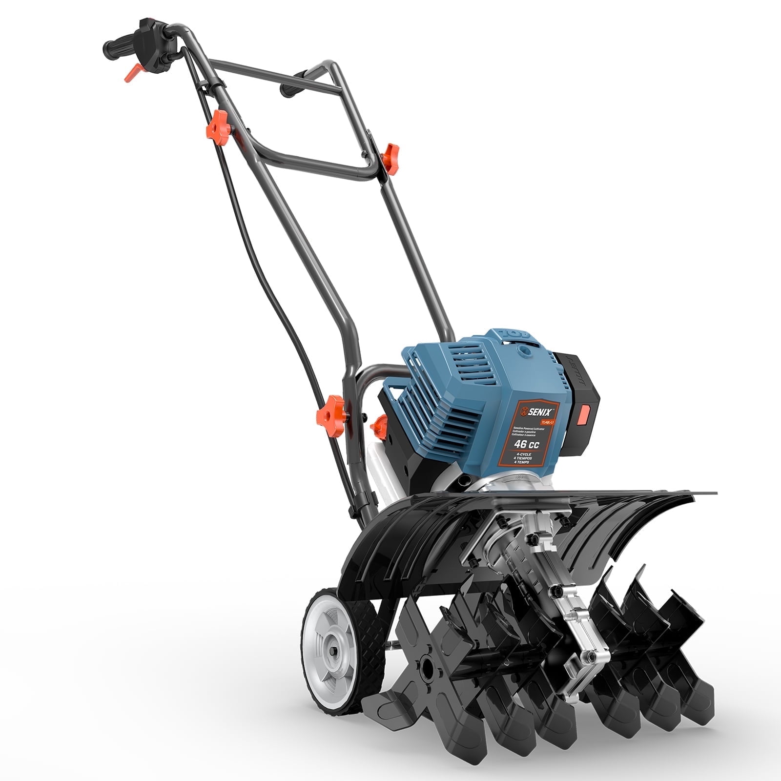 SENIX 46cc 4-Cycle Gas Powered Tiller/Cultivator for Gardening with 15 Tilling Width and 8 Tilling Depth, TL4QL-L1