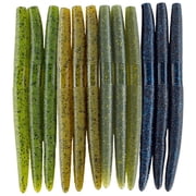 Senko Bait Soft Plastic Lures 5 Senkos 24 Pcs for Wacky Rig Freshwater Fishing Green Pumpkin Watermelon Green Babybass Black Senko with Black Flake & Blue Flake, 4 Colors Mixed