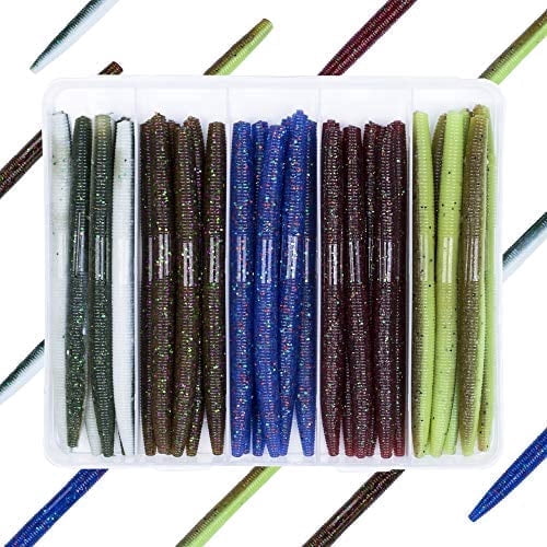 Senko Worms Bait Set – 4-Inch and 5-Inch Salty Soft Plastic Stick Baits for Bass