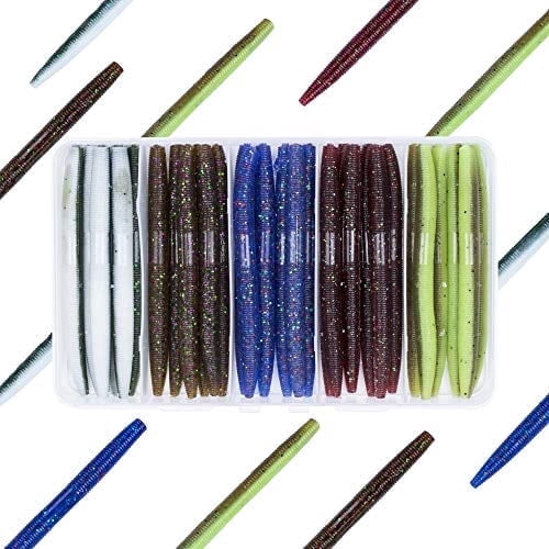Senko Worms Bait Set – 4-Inch and 5-Inch Salty Soft Plastic Stick Baits for Bass