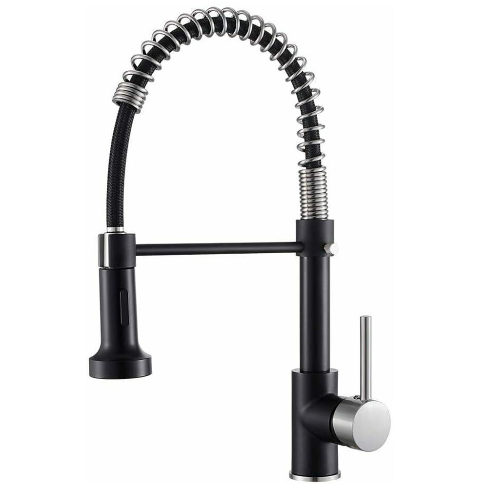 Senlesen Black Brushed Nickel Kitchen Sink Faucet Pull Down Sprayer Deck Mounted