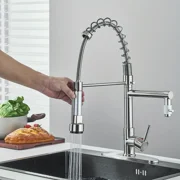 Senlesen Brushed Nickel Kitchen Sink Faucet Pull Down Spray Tap W/Plate
