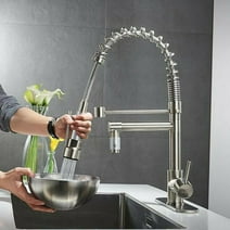 Senlesen Brushed Nickel Kitchen Sink Faucet Pull Down Spray Tap W/Plate