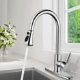 thumbnail image 1 of Senlesen Chrome Kitchen Faucet Sink Mixer Faucet Pull Down Sprayer Single Handle w/Cover, 1 of 17