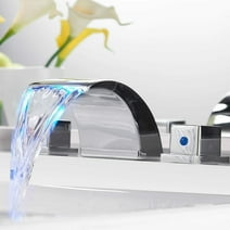 Senlesen Chrome LED Bathroom Basin Sink Faucet Widespread Mixer Tap