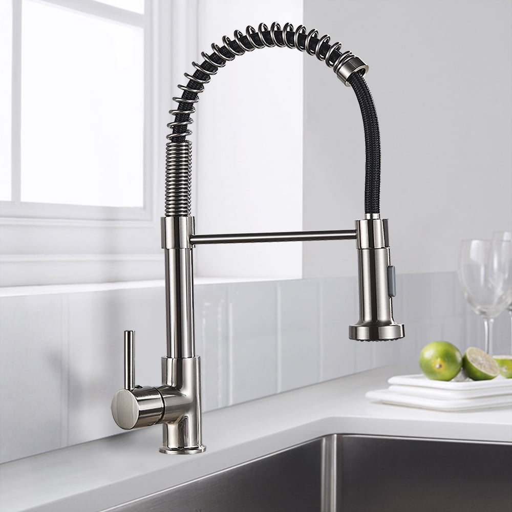 Senlesen Kitchen Sink Faucet Brushed Nickel Pull Down 360 Rotation Tap