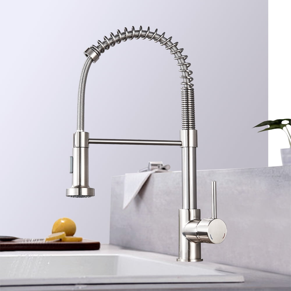 Senlesen Kitchen Sink Faucet Brushed Nickel Pull-Down Single Handle Tap
