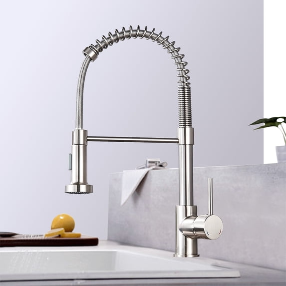 Senlesen Kitchen Sink Faucet Brushed Nickel Pull-Down Single Handle Tap