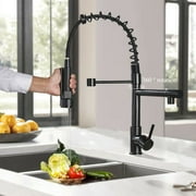 Senlesen Matte Black Kitchen Faucet Sink Single Handle Pull Down Sprayer Swivel Tap