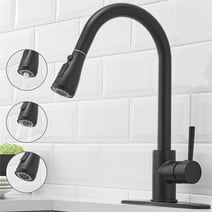 Senlesen Matte Black Kitchen Sink Faucet Pull Out Sprayer 360 Rotation with Cover