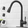 thumbnail image 1 of Senlesen Matte Black Single Handle High Arc  Pull Out Kitchen Faucet Single Level Stainless Steel Kitchen Sink Faucets with Pull Down Sprayer 360 Rotation with Cover, 1 of 21