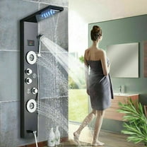 Senlesen Shower Panel Tower System LED Rainfall Waterfall Shower with Temperature Display