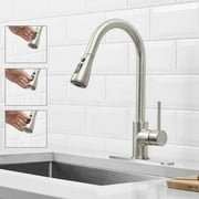 Senlesen Stainless Steel Brushed Nickel Curved 16.7 in Kitchen Faucet