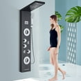 thumbnail image 1 of Senlesen Stainless Steel Shower Panel Massage Body Rain&Waterfall Head Black, 1 of 11