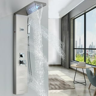 Senlesen LED Shower Panel Tower Massage Body Jet System Rain&Waterfall  Stainless Steel 