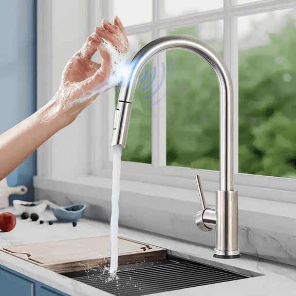 Senlesen Touch Kitchen Sink Faucet Pull Out Sprayer Brushed Nickel Mixer