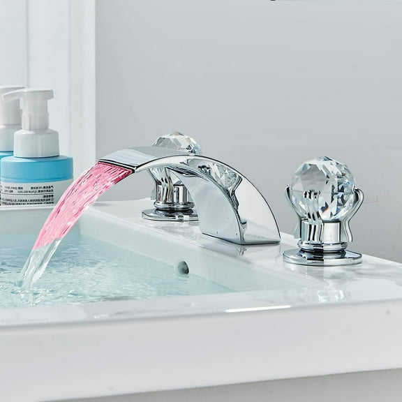 Senlesen Waterfall Brass Chrome 8 in Widespread Two-Handle Faucet