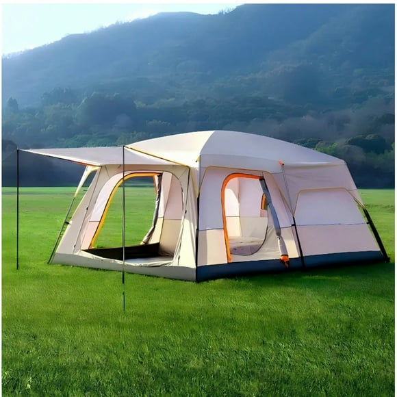 Senmeo Camping Family Tent,4-6 Person Double Layers Oversize 2 Rooms,Thickened Rainproof ,Outdoor Family Camp Tour Equipment