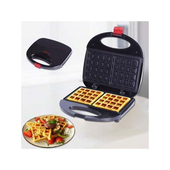 Senmeo Electric Nonstick Belgian Waffle Iron Snack Maker Machine, Breakfast, Sandwiches, Compact & Portable, 2 Slice, Black
