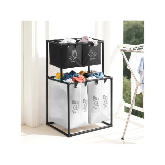 Senmeo Laundry Hamper with 4 Removable Sorter Bags - Multi-Purpose Storage for Dirty Clothes Toys Bedroom Bathroom Laundry Room