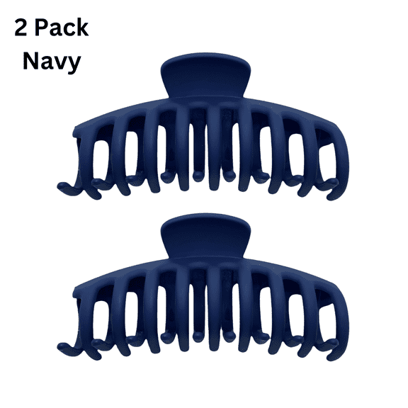 SennTech Big Hair Large Claw Hair Clips for Women Girls Night 4 inch Nonslip Strong Hold Hair Clip (2 Pack) Navy Blue