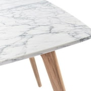 Senna 31" Square Italian Carrara White Marble Dining Table With Oak Legs