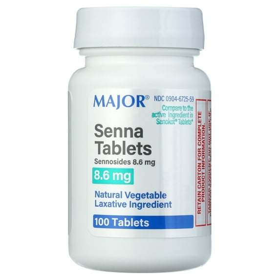 Senna Laxatives for Constipation 8.6 mg 100 Tablets | Generic for Senokot | Gentle Laxative | Constipation Relief for Adults | Natural Vegetable Laxative
