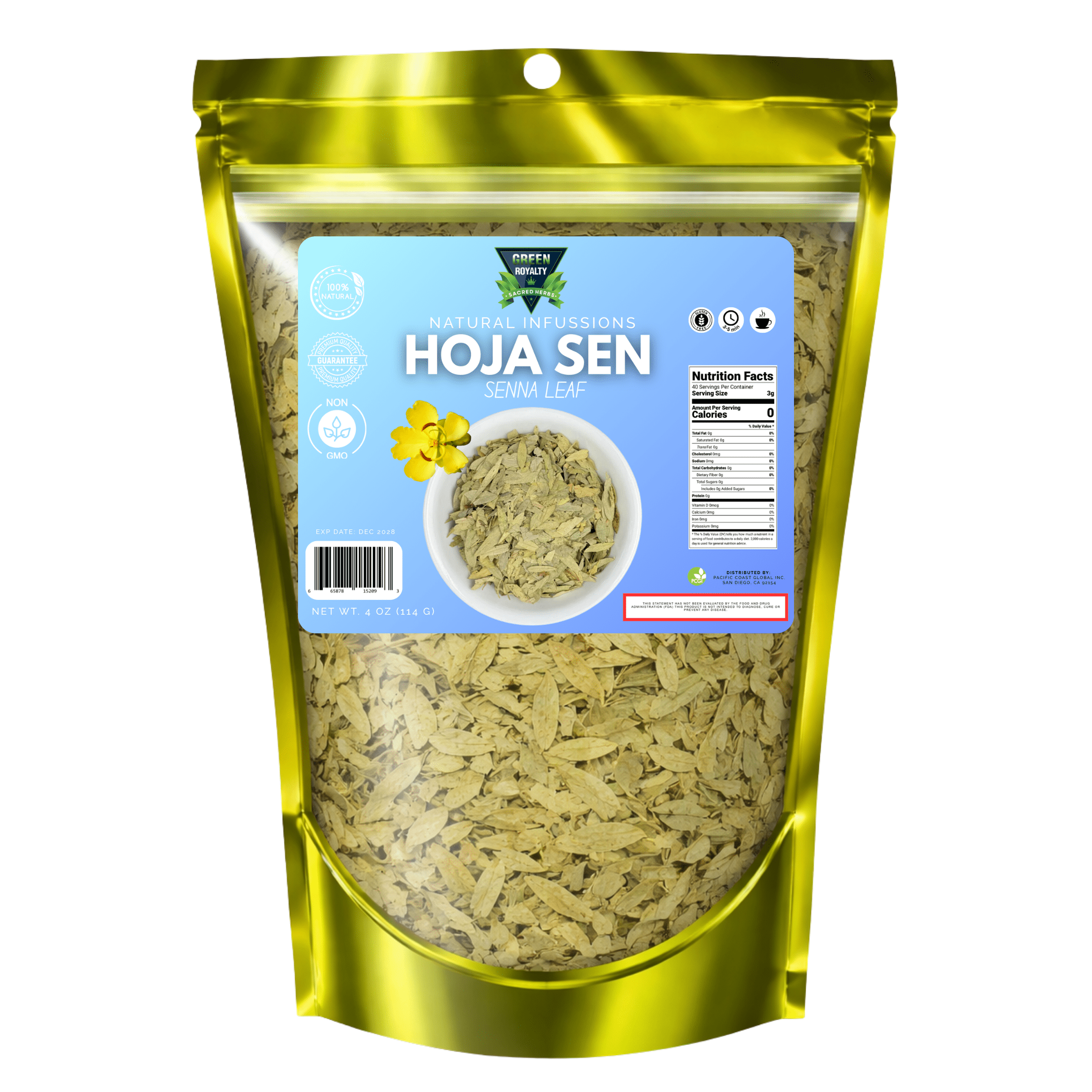 Green Royalty Senna Leaf Herbal Tea, 4 oz | Loose Leaf Herbal Infusion ...