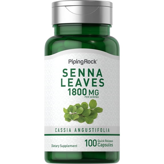 Senna Leaves Capsules 1800 mg | 100 Count for Men and Women | by Piping Rock