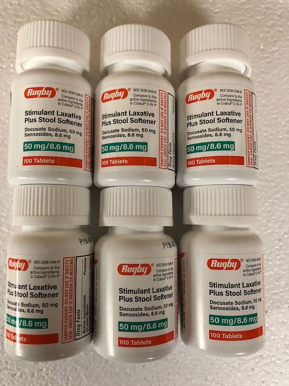 Senna Plus RUGBY® DOCUSATE SODIUM 50MG & SENNA 8.6MG 100CT X 6 BOTTLES