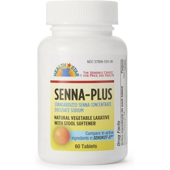 Senna Plus Tablets, 8.6-50mg, 60ct - Pack of 5