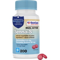GenCare Senna Laxative Stool Softener Docusate Sodium 50mg & Sennosides 8.6mg, 200 Tablets