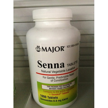 Major Pharmaceuticals Senna Natural Vegetable Laxative 8.6mg Tablets, 1000 Count