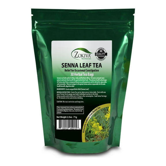 Senna Tea 30 Bags 100% Natural Herbal Tea in Resealable Zip Pouch