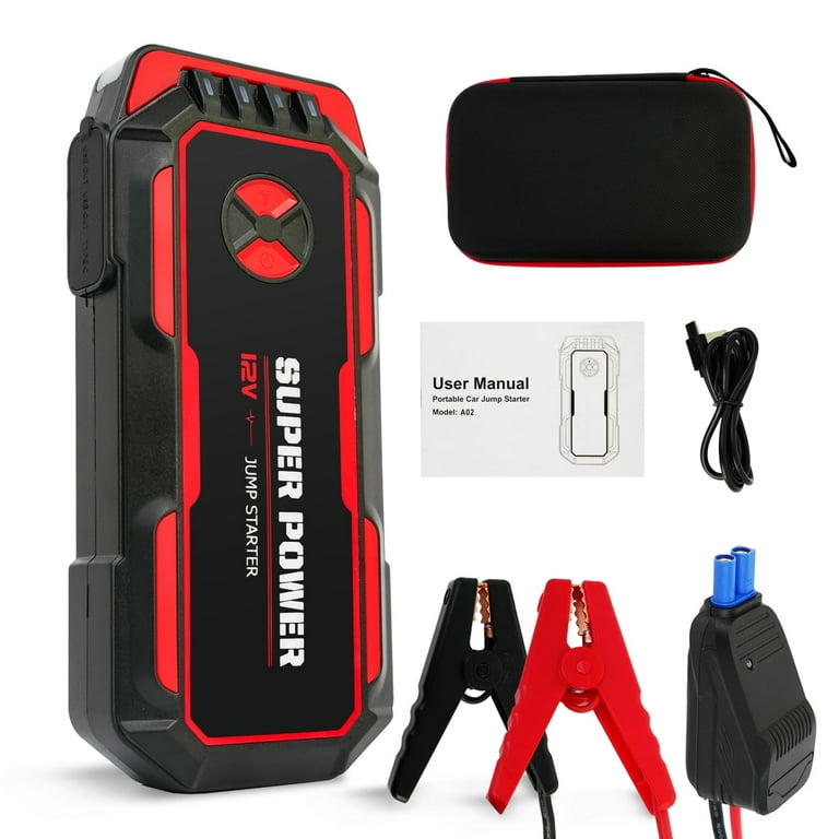 battery booster box walmart 12/24V 5000A Professional Jump Starter (288Wh) The 4000A Peak 12v car battery pack jumper booster comes with 88Wh high capacity and portable battery charger FLORAY Car Jump Starter Portable,