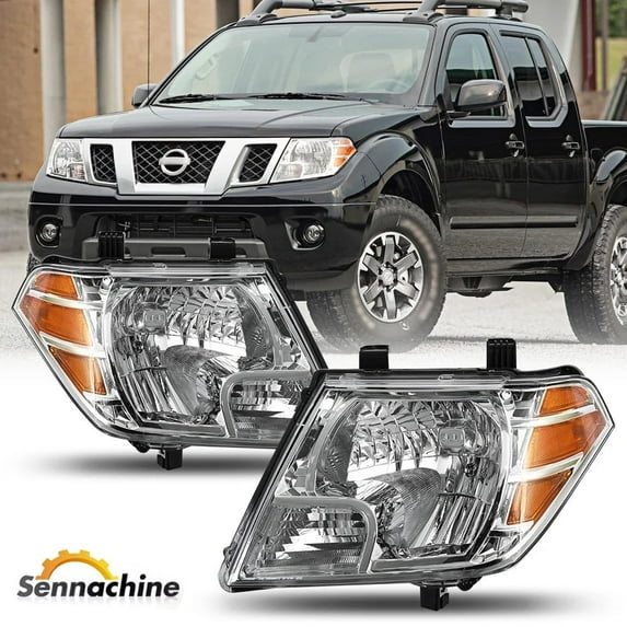 Sennachine Chrome Headlights Assembly Left Right Pair For 2009-2021 Nissan Frontier Truck