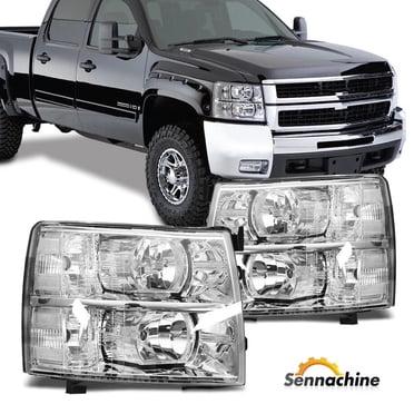 Smoke Corner Headlights For 2007-2014 Chevy Silverado 1500 2500HD - Pair