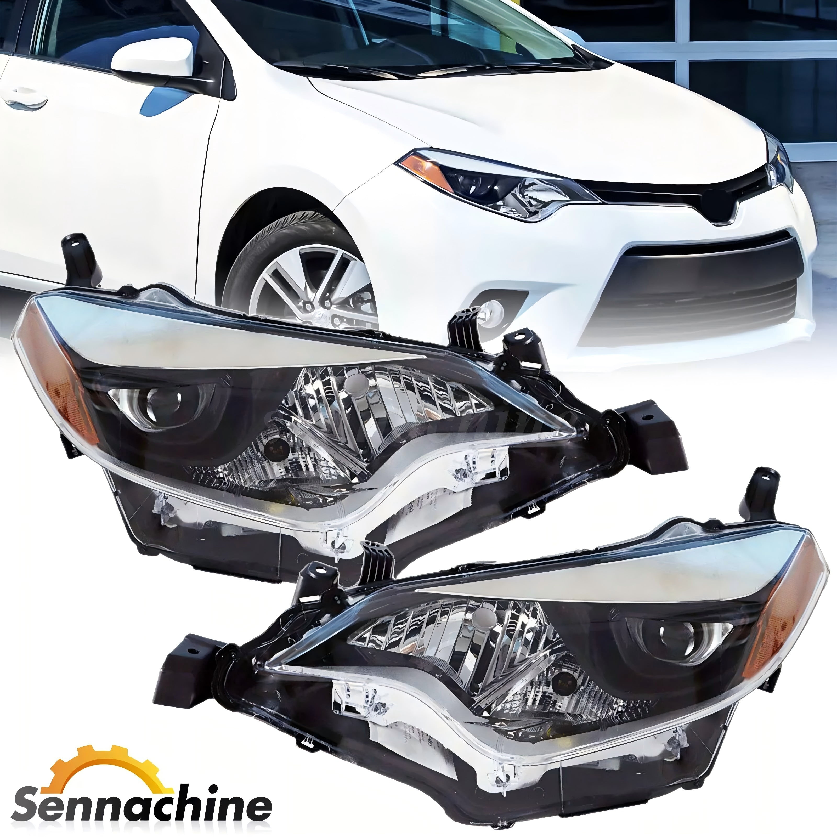 Sennachine Pair Headlights For 2014 2015 2016 Toyota Corolla Headlamps ...