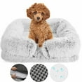 thumbnail image 1 of Sennaux Calming Dog Bed for Cats Puppy, Cozy Plush Pet Bed with Removable Washable Cover, S, Gray, 1 of 9