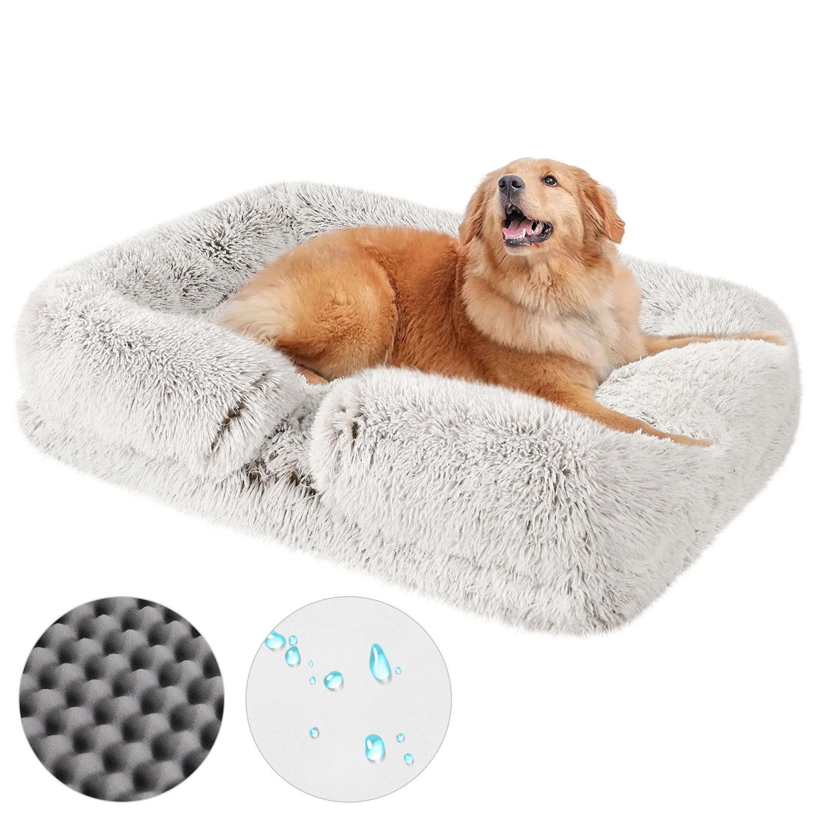 Picture of Sennaux Calming Dog Bed for Large Dogs Cats, Cozy Soft Plush Pet Bed ...