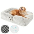 thumbnail image 1 of Sennaux Calming Dog Bed for Large Dogs Cats, Cozy Soft Plush Pet Bed Washable,XL,Coffee, 1 of 10
