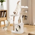 thumbnail image 1 of Sennaux Flower Cat Tree Tower for Indoor Cats  with Scratching Posts, Plush Perches, Solid Wood, 37.8", White, 1 of 8